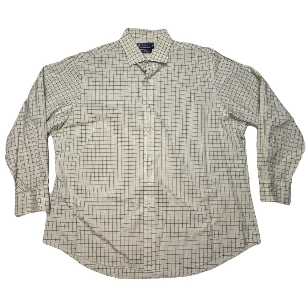 Polo Ralph Lauren Regent Custom Fit Green Check Button Down Shirt Mens Large